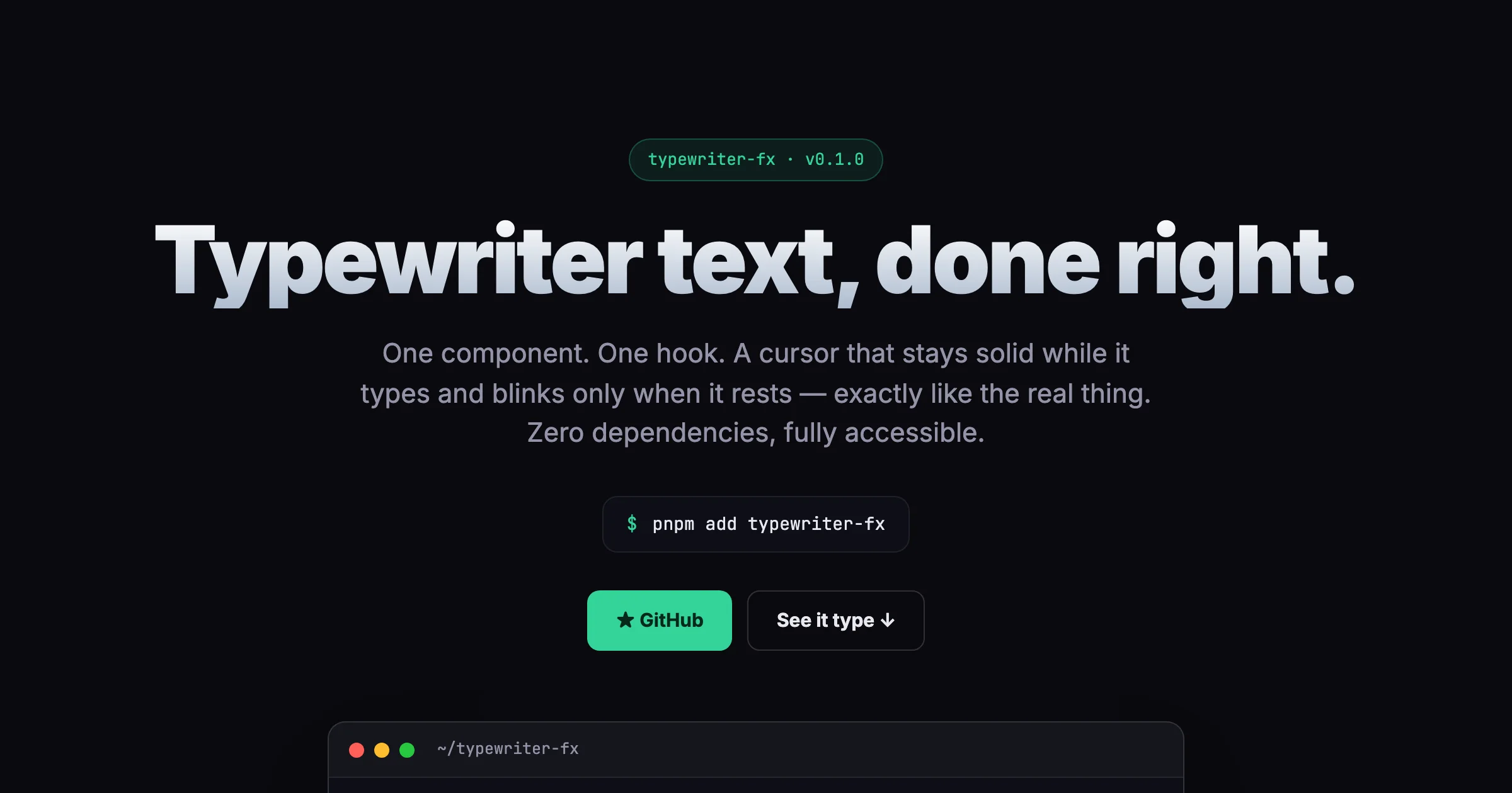 typewriter-fx — live demo screenshot