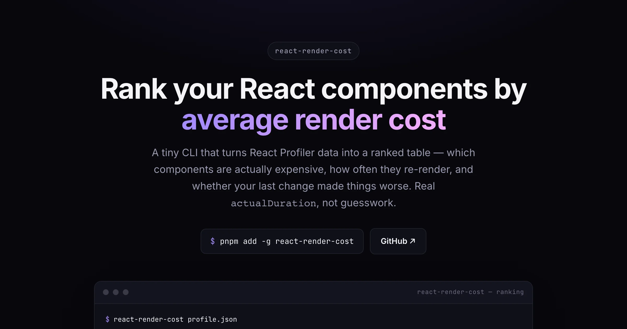 react-render-cost — live demo screenshot
